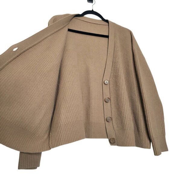 Jenni Kayne Cropped Cocoon Wool Cashmere Cardigan Sweater Camel Brown Size M - Picture 6 of 9